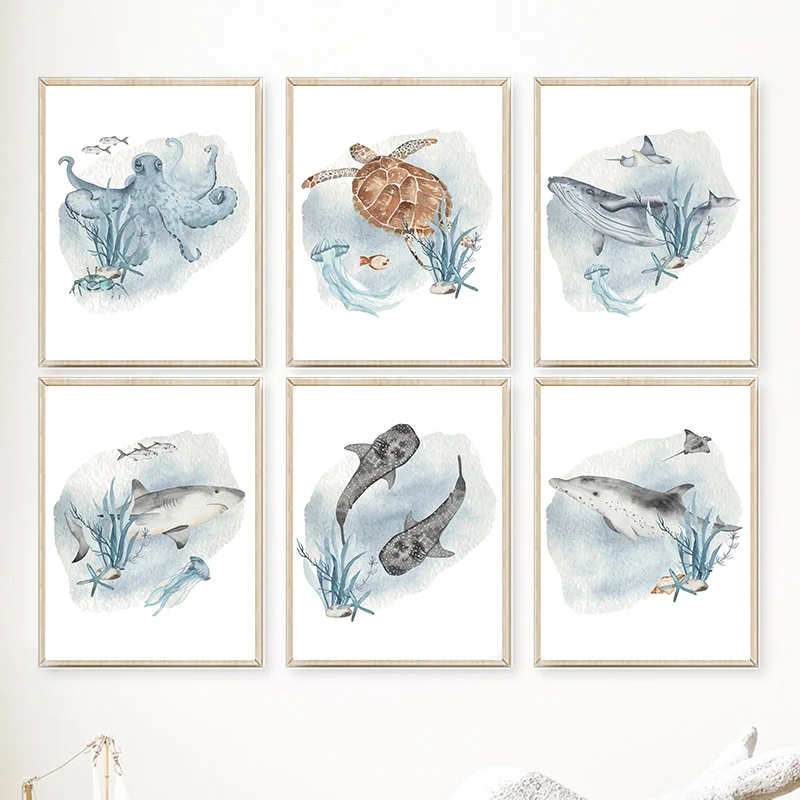 Baby Nursery Images - Posters And Prints Whale Fish Shark