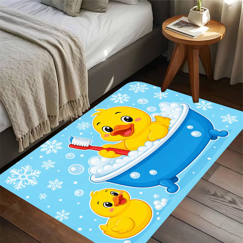 Baby Nursery Mat - Cute Yellow Duck Bath Flannel Mat,