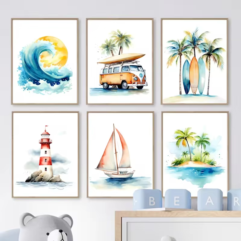 Surf Ocean Themed Nursery Beac - Baby Nursery Themes 评论和价格
