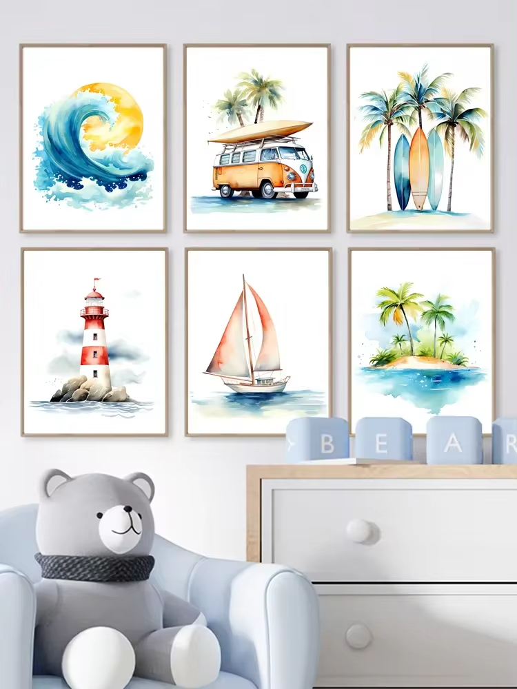 Surf Ocean Themed Nursery Beac - Baby Nursery Themes 评论和价格