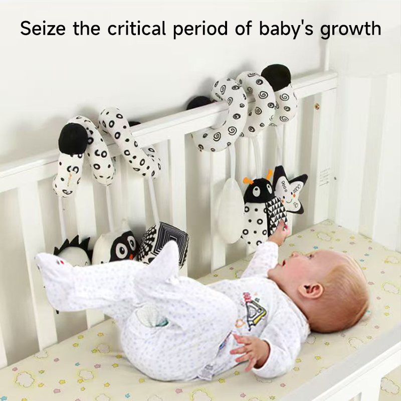 Baby Spiral Plush Toys Black a - Crib Mobile Musical 评论和价格