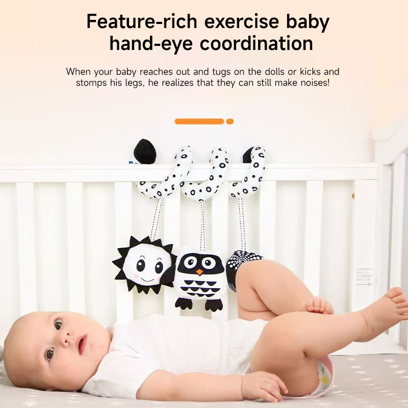 Baby Spiral Plush Toys Black a - Crib Mobile Musical 评论和价格