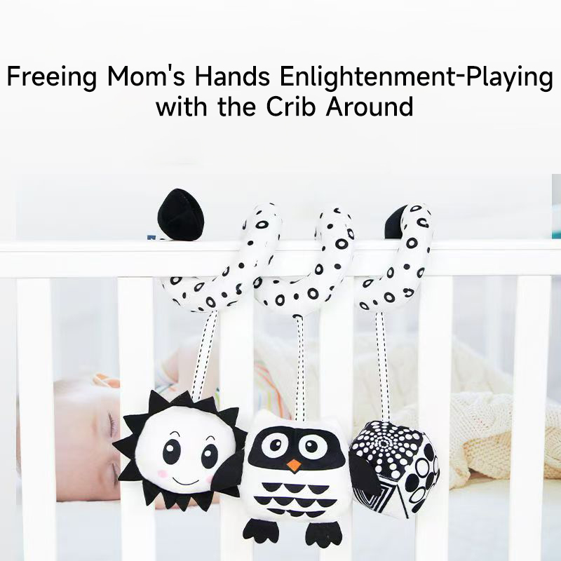 Baby Spiral Plush Toys Black a - Crib Mobile Musical 评论和价格