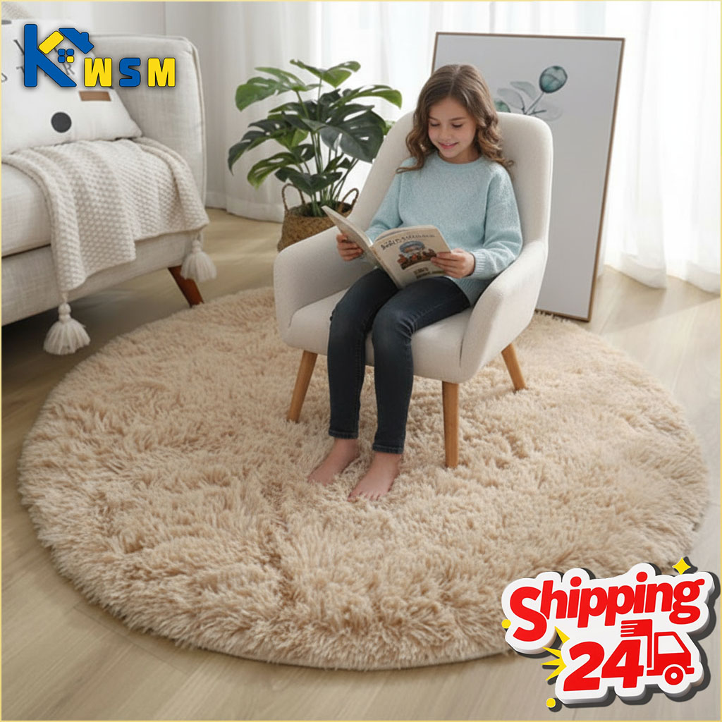 Super Soft Fluffy Round Rug Pl - Baby Nursery Mat 评论和价格