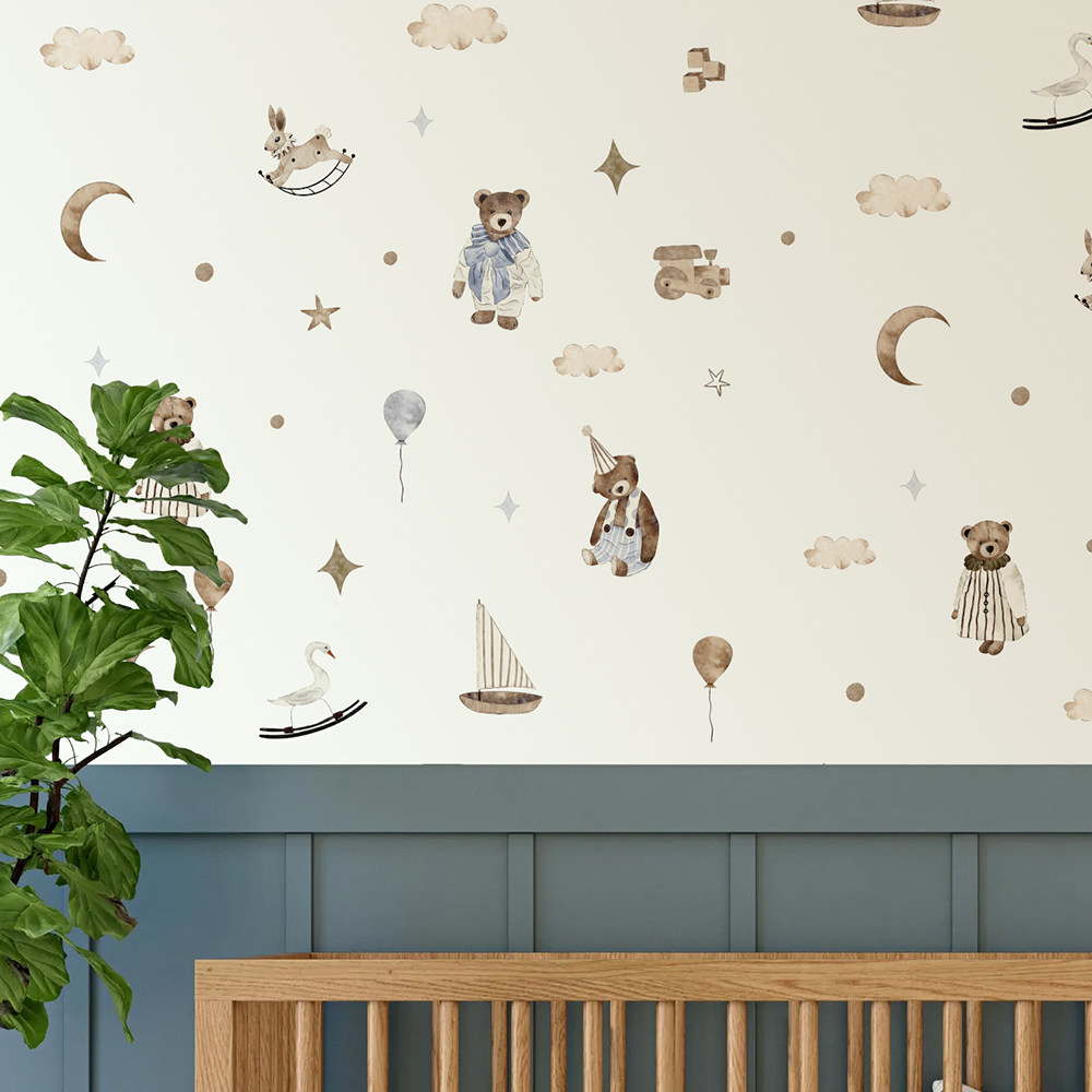 Boho Wall Stickers Vintage Cut - Baby Nursery Wallpaper Neutral 评论和价格