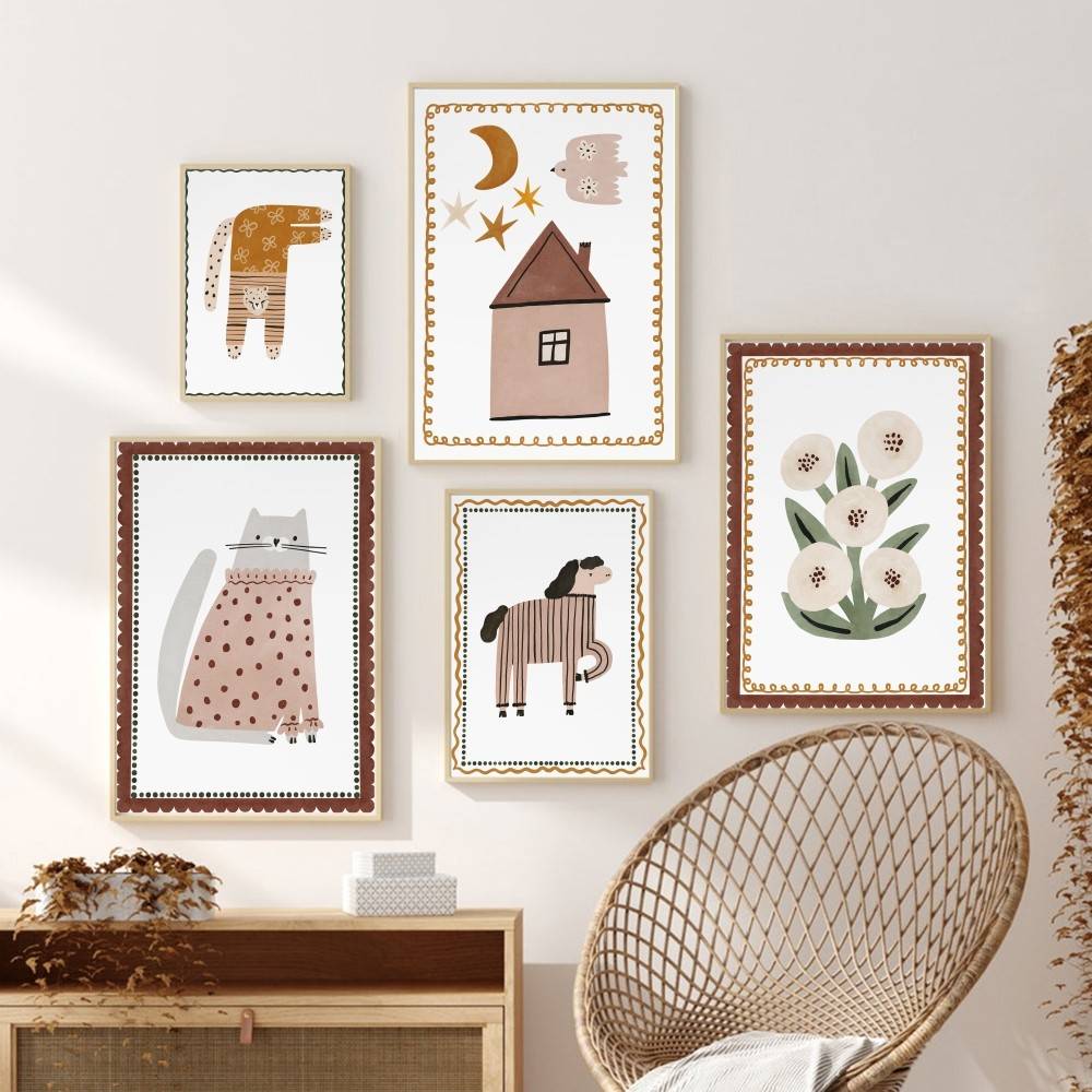 Neutral Boho Kids Poster Cute  - Baby Nursery Wallpaper Neutral 评论和价格