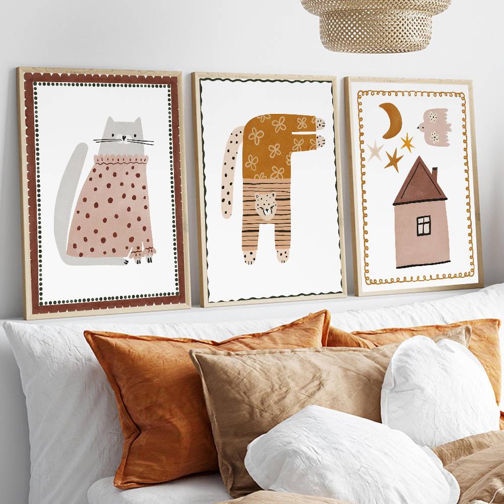 Neutral Boho Kids Poster Cute  - Baby Nursery Wallpaper Neutral 评论和价格