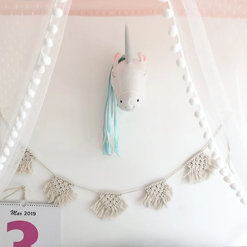 Unicorn Plush Animal Head Wall - Baby Nursery Hanging Decor 评论和价格