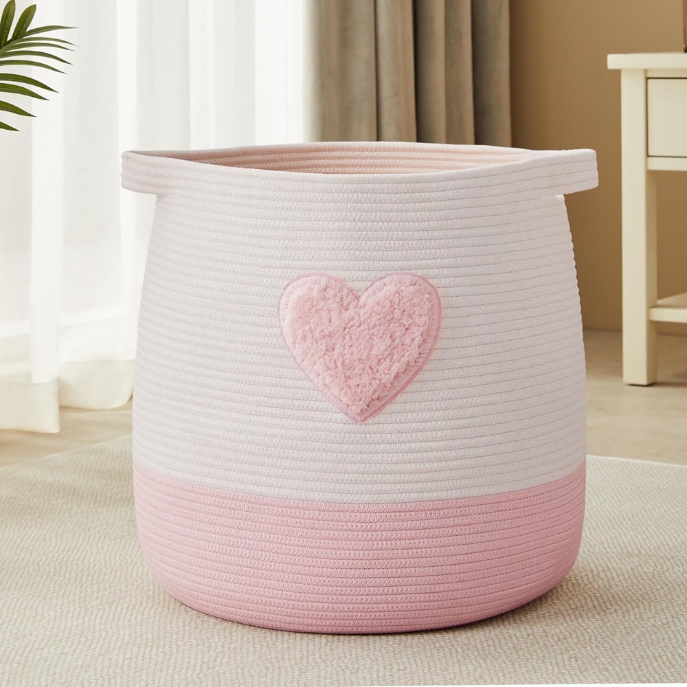 Pink Laundry Basket Hamper for - Baby Nursery Laundry Basket 评论和价格