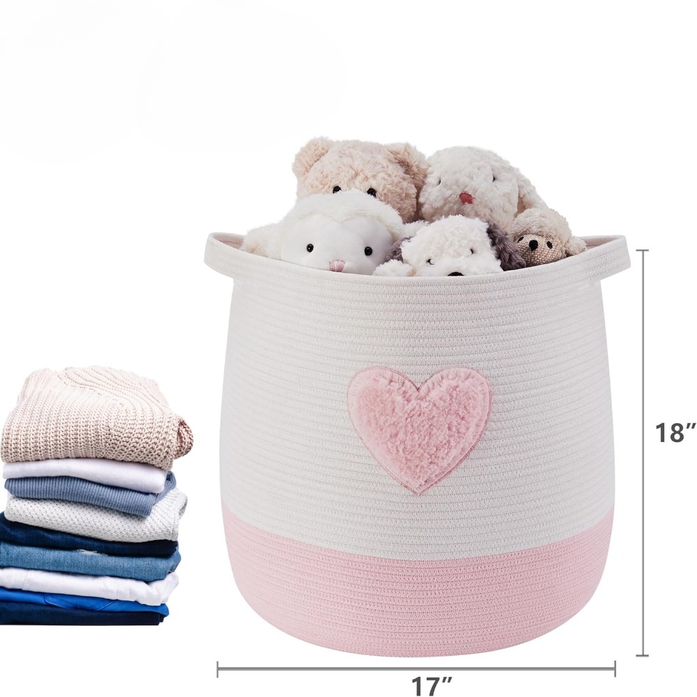Pink Laundry Basket Hamper for - Baby Nursery Laundry Basket 评论和价格