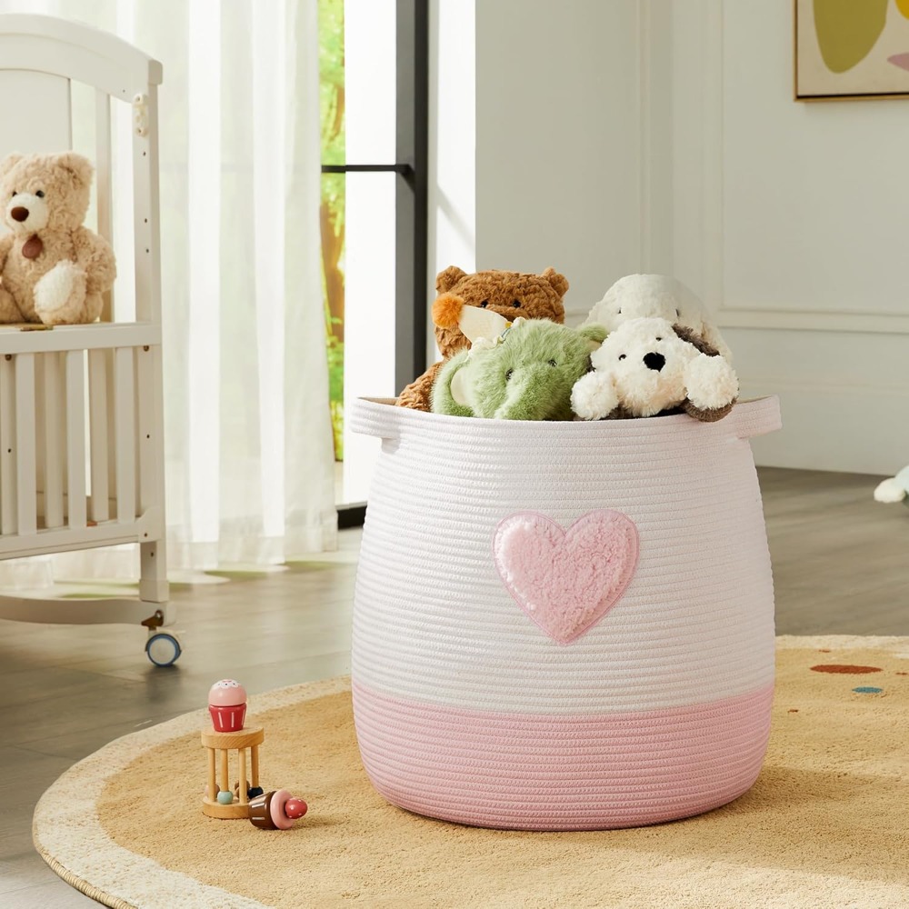 Pink Laundry Basket Hamper for - Baby Nursery Laundry Basket 评论和价格