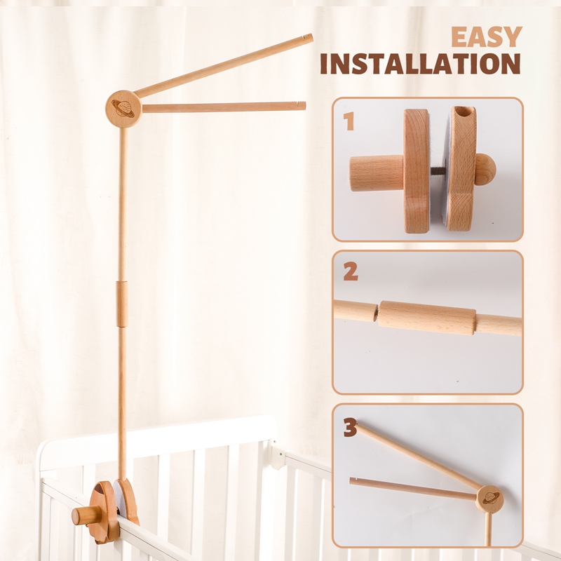 Baby Wooden Bed Bell Bracket M - Crib Mobile Musical 评论和价格
