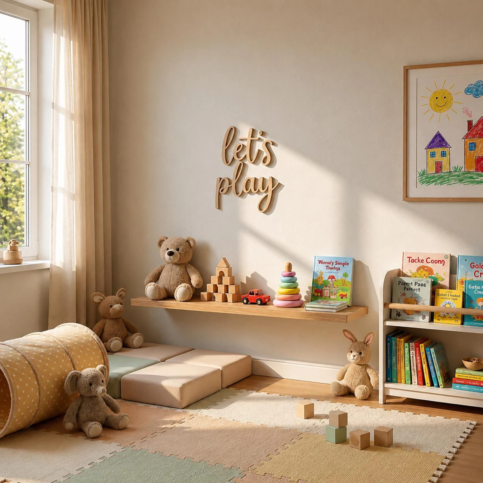 Let's Play Wooden Wall Sign, P - Baby Nursery Toy 评论和价格
