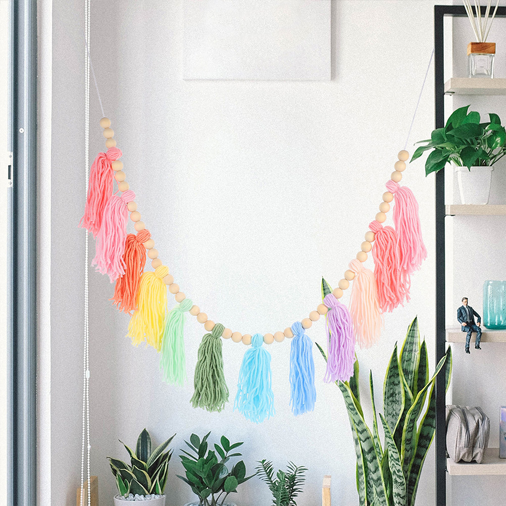 2Pcs Boho Pastel Tassel Garlan - Baby Nursery Hanging Decor 评论和价格