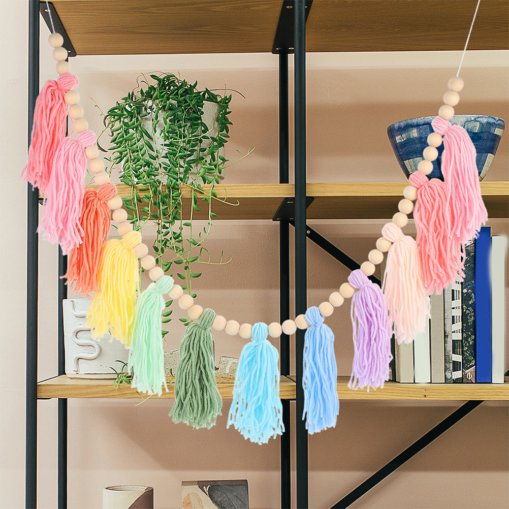 2Pcs Boho Pastel Tassel Garlan - Baby Nursery Hanging Decor 评论和价格