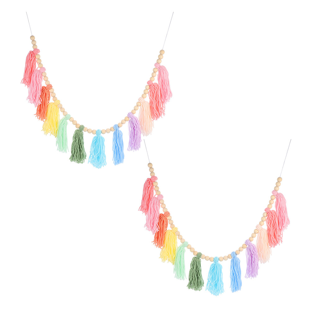 2Pcs Boho Pastel Tassel Garlan - Baby Nursery Hanging Decor 评论和价格