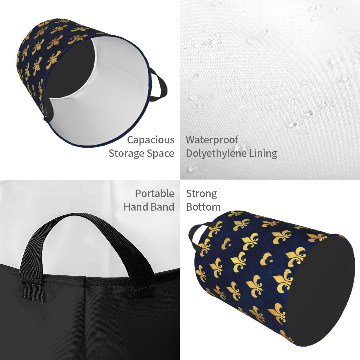 Royal Gold Blue Grunge Fleur D - Baby Nursery Laundry Basket 评论和价格