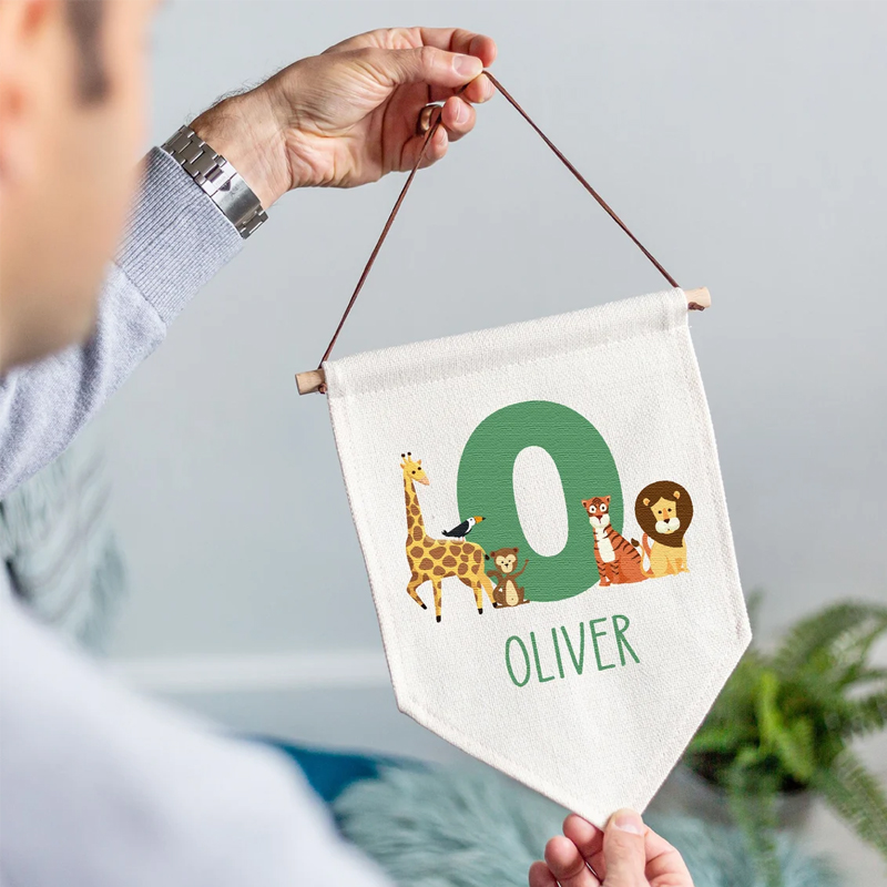 Personalised Name Jungle Anima - Baby Nursery Hanging Decor 评论和价格