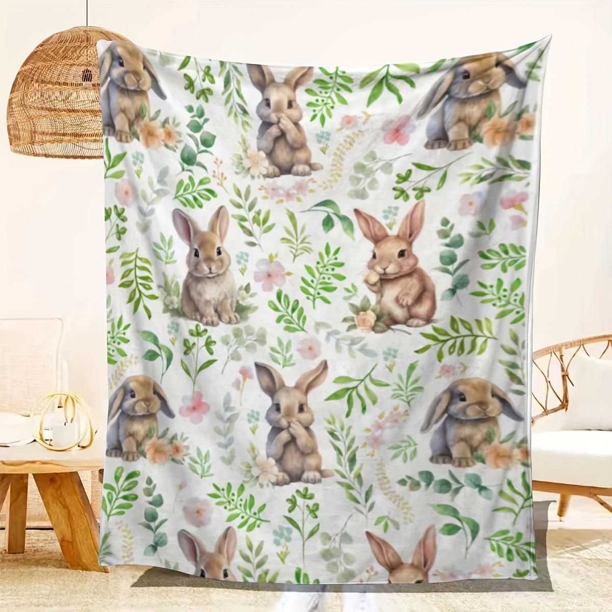VIKAMA Bunny Themed Throw Blan - Baby Nursery Themes 评论和价格